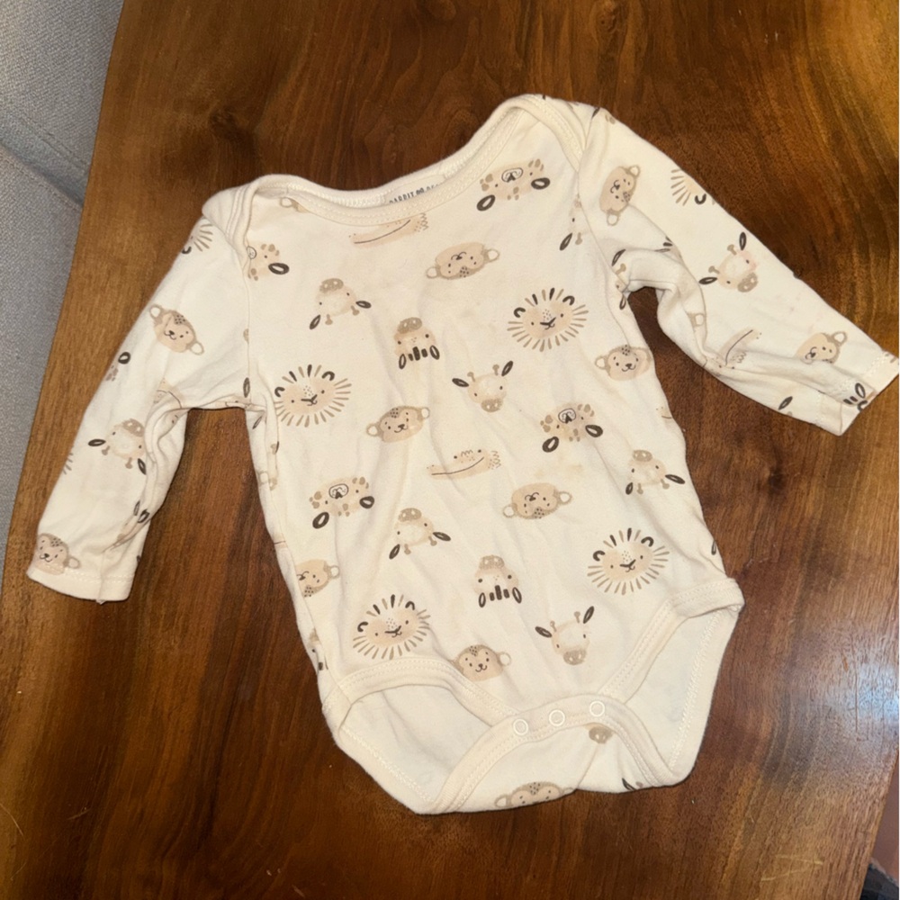 Cute Cream Baby‎ Bodysuit with Bear Design